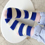 100% Cashmere Bold Blue Stripe Socks, thumbnail 2 of 10