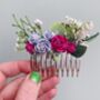 Bright Pink And Dusky Blue Flower Hair Comb, thumbnail 3 of 6