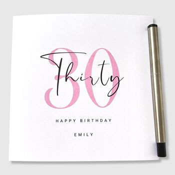 Personalised 30th Birthday Card Her Pink, 3 of 7