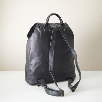 Fair Trade Stylish Versatile Leather Rucksack Backpack, 4 of 12