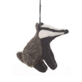 Felt Bertie Badger Handmade Hanging Decoration, 2 of 9