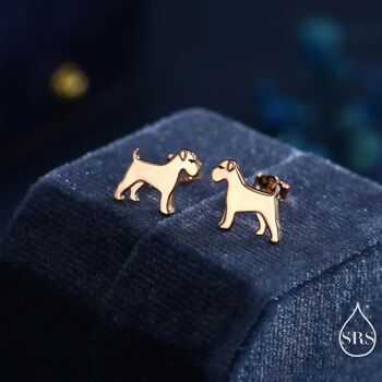 Schnauzer Dog Stud Earrings In Sterling Silver, 7 of 12