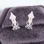Squid Stud Earrings In Sterling Silver, thumbnail 4 of 12