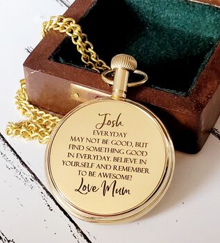 Solid Brass Pocket Watch With Wooden Gift Box, 5 of 6