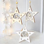 Wooden Hanging Stars With Reindeer Scenes, thumbnail 1 of 2