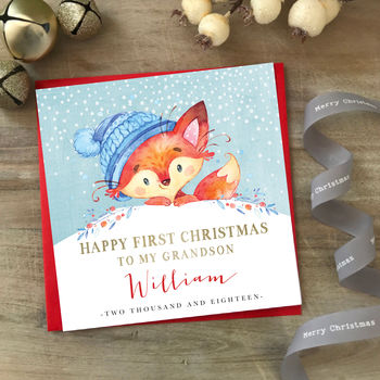 to my/our grandson first christmas card | personalised by sweet pea