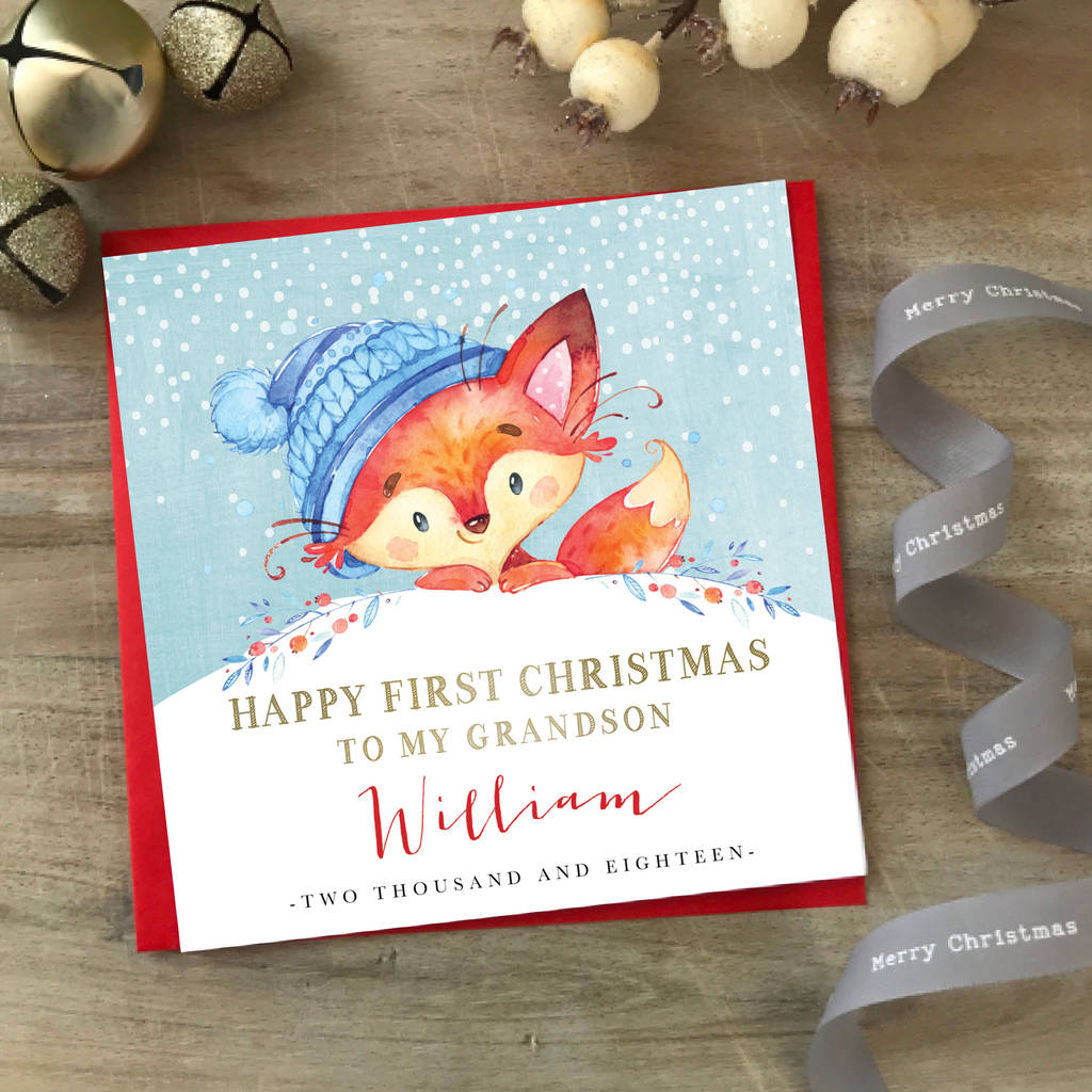 To My our Grandson First Christmas Card Personalised By Sweet Pea 