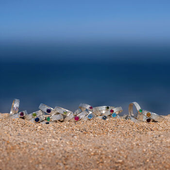 Moonstone June Birthstone Ring In Textured Sterling Silver, 9 of 10