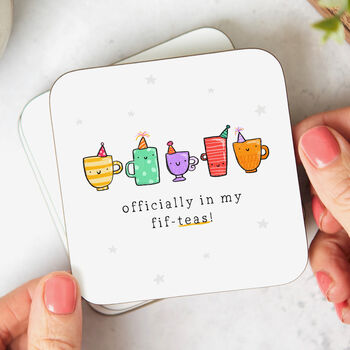 Personalised 50th Birthday Mug 'Officially Fif Tea', 4 of 4