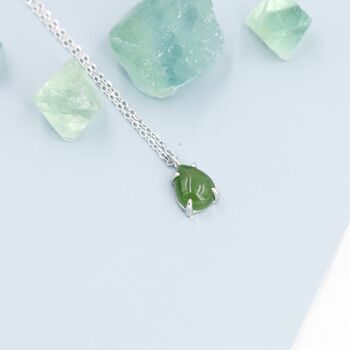 Sterling Silver Genuine Jade Stone Pear Necklace, 5 of 12