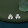 Three Petal Flower Stud Earrings In Sterling Silver, thumbnail 7 of 11
