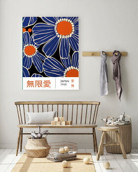 Japan Blue Retro Flowers Art Print, 2 of 3