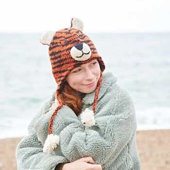 Tiger Hand Knitted Woollen Animal Hat, 2 of 6