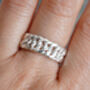 Curb Chain Ring In Sterling Silver, 7mm Wide UK Size L, thumbnail 3 of 3