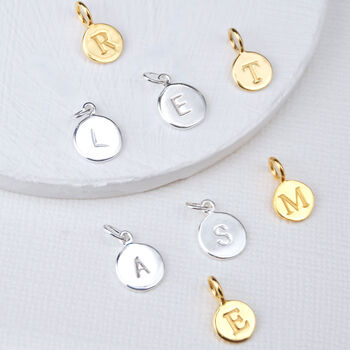 Sterling Silver Initial Letter Disc Charms, 3 of 4
