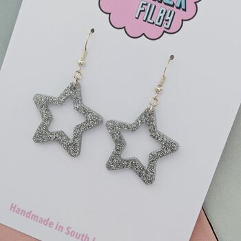 Small Star Glitter Resin Earrings, 6 of 12