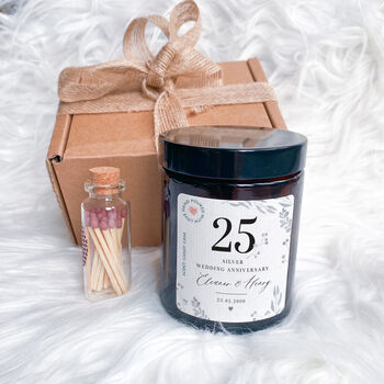 Personalised Silver Anniversary Candle Gift, 4 of 6