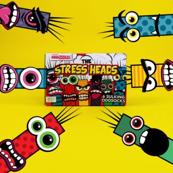 United Oddsocks The Stress Heads Men's Gift Box Set, 3 of 3