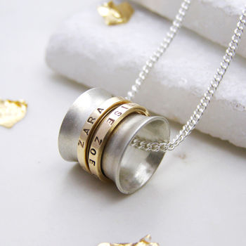 Personalised Silver And Gold Spinner Pendant, 7 of 7