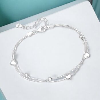 30th Birthday Solid Sterling Heart Bracelet, 2 of 3
