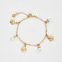 Gold Pansy And Pearl Charm Bracelet, thumbnail 3 of 9