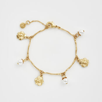Gold Pansy And Pearl Charm Bracelet, 3 of 9