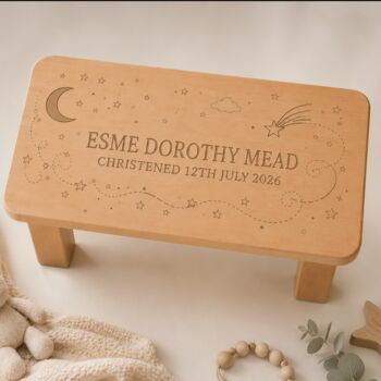 Personalised Moon And Stars Wooden Childs Stool, 4 of 5