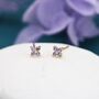 Sterling Silver Amethyst Purple Cz Flower Stud Earrings, thumbnail 5 of 12