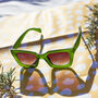 Chunky Bevelled Square Sunglasses In Matte Green, thumbnail 1 of 3