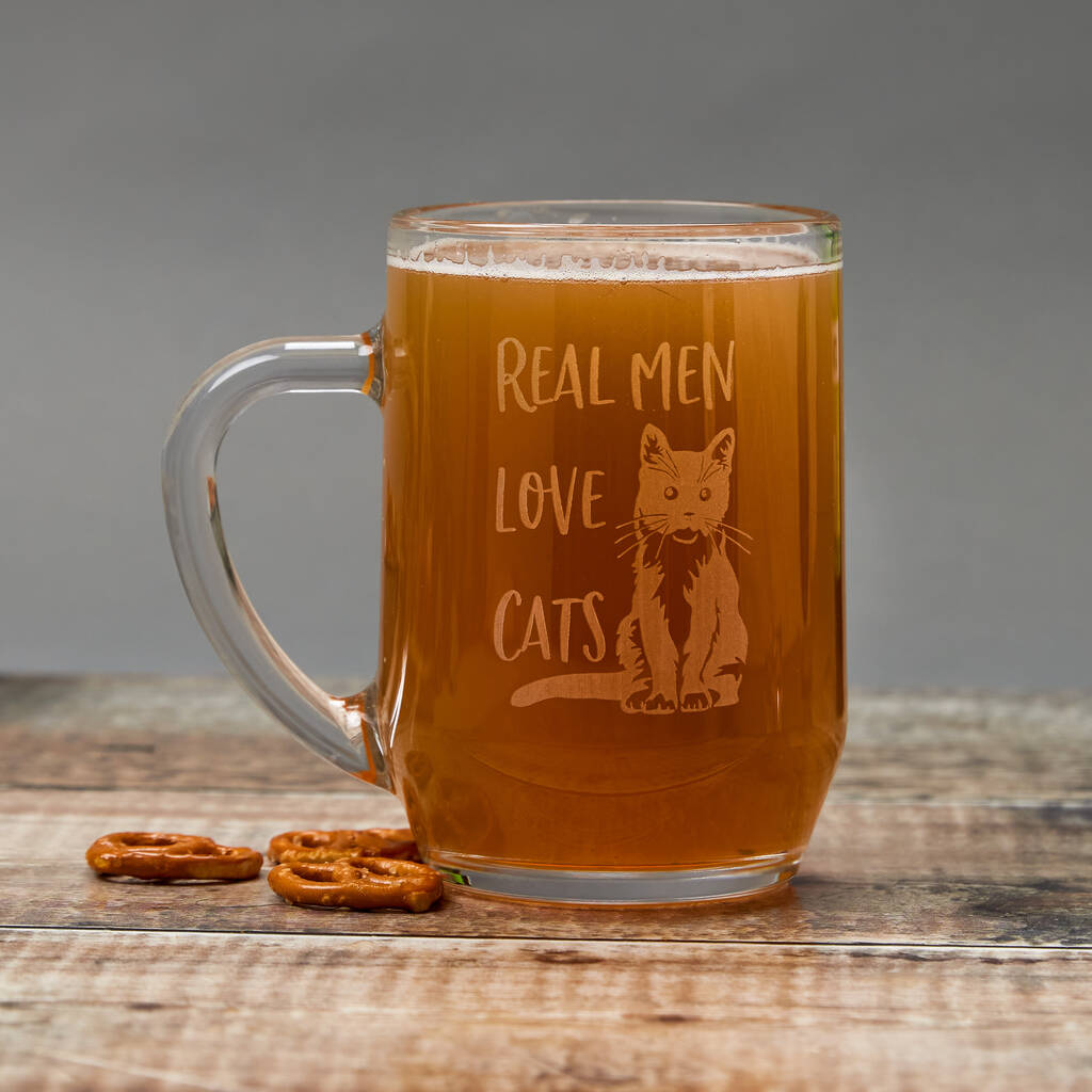 'Real Men Love Cats' Personalised Beer Glass, 1 of 4