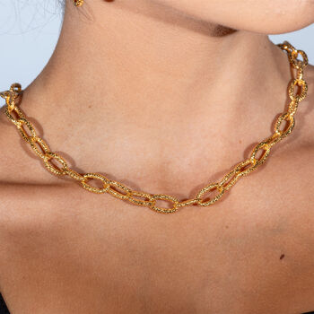 Linked Trendy Chunky Hula Necklace In 18ct Gold Vermeil, 3 of 6