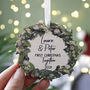 First Christmas Together Couples Wreath Tree Decoration, thumbnail 3 of 8