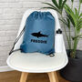 Kids Personalised Shark Drawstring Bag, thumbnail 4 of 7