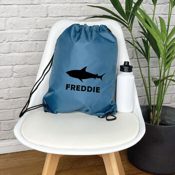 Kids Personalised Shark Drawstring Bag, 4 of 7