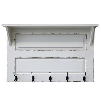 White Wooden Wall Shelf With Hooks, 2 of 4