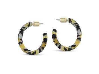 Isla Small Resin Hoop Earrings In Yellow / Black, 2 of 2