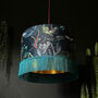 Fringed Velvet Lampshade With Gold Lining In Twilight, thumbnail 1 of 6