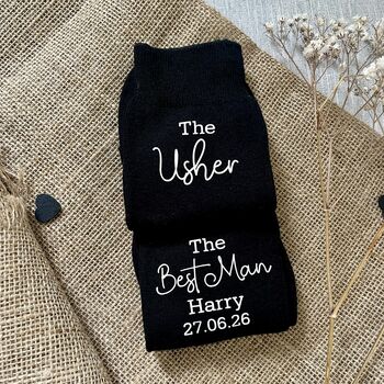 Personalised The Usher Wedding Day Socks, 3 of 5