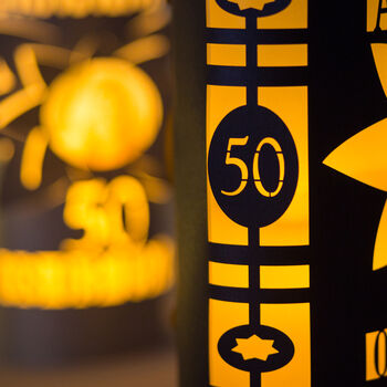 50th Birthday Lantern Photo Centrepiece Personalised, 3 of 8