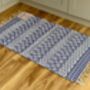 Blue And White Geometric Patterned Rug, 69cm X 114cm, thumbnail 1 of 3