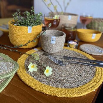 Respiin Set Of Six Seagrass And Jute Tablemats Brights, 6 of 11