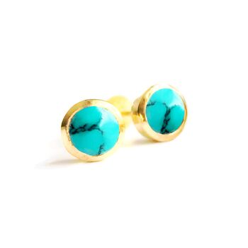 Birthstone Stud Earrings December: Turquoise And Silver, 4 of 6