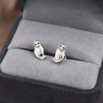 Barn Owl Stud Earrings In Sterling Silver, 5 of 11