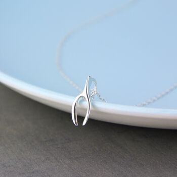 Sterling Silver Wishbone Necklace, 2 of 8