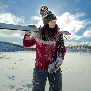 Greenland Nordic Knit Reflective Super Bobble Hat, 2 of 6