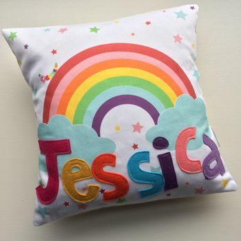 Personalised Children's Rainbow Cushion By Half Pint Home ...