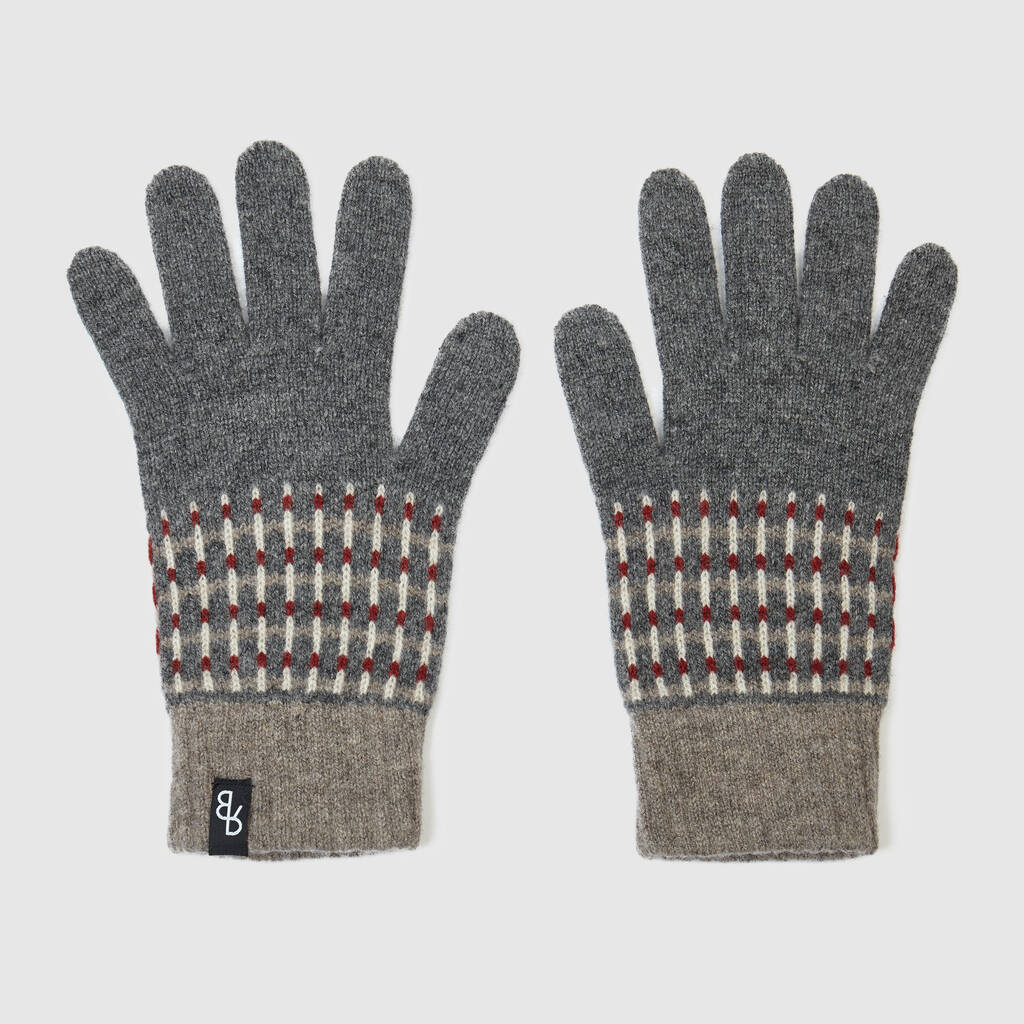 Men's Knitted Lambswool Gloves By Rose Brown