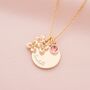 Birth Flower Charm And Disc Personalised Name Necklace, thumbnail 3 of 10