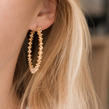 Textured Gold Colour Hoop Earrings, 2 of 4
