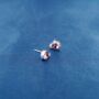 Round Dainty Pink Tourmaline Cz Stone October Silver Stud Earrings, thumbnail 2 of 9